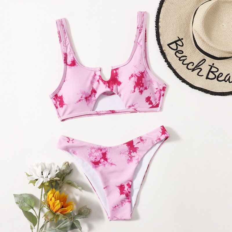 

Tie Dye Cut-out Bikini Swimsuit, Pink