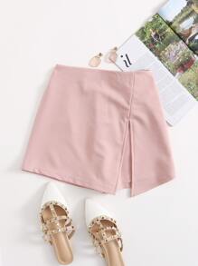 SHEIN EZwear Plus Split Hem Skort - Baby Pink - View 1