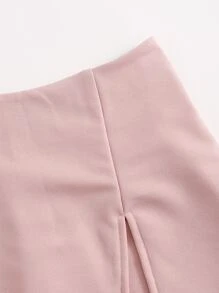 SHEIN EZwear Plus Split Hem Skort - Baby Pink - View 5