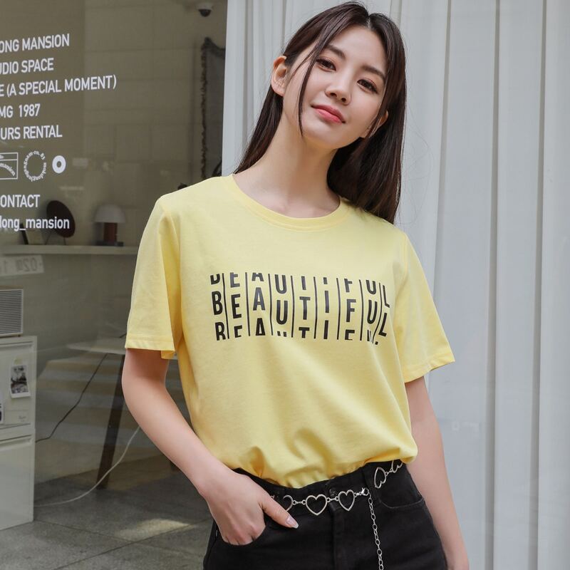 

Letter Graphic Short Sleeve Tee, Yellow