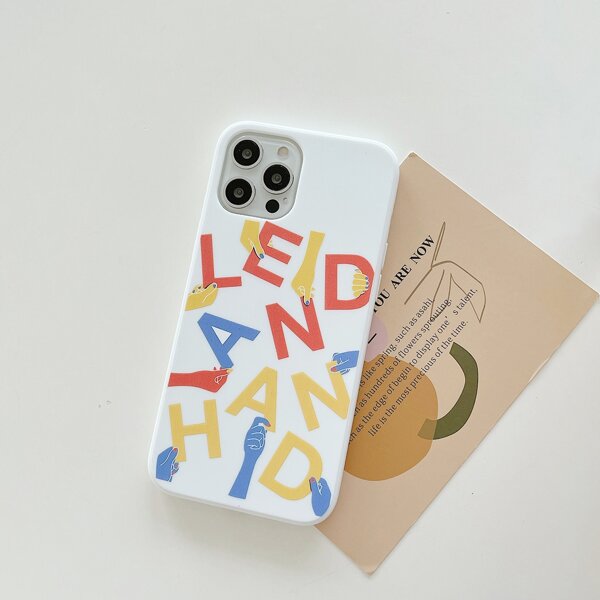 

Letter Graphic Clear Phone Case, Multicolor