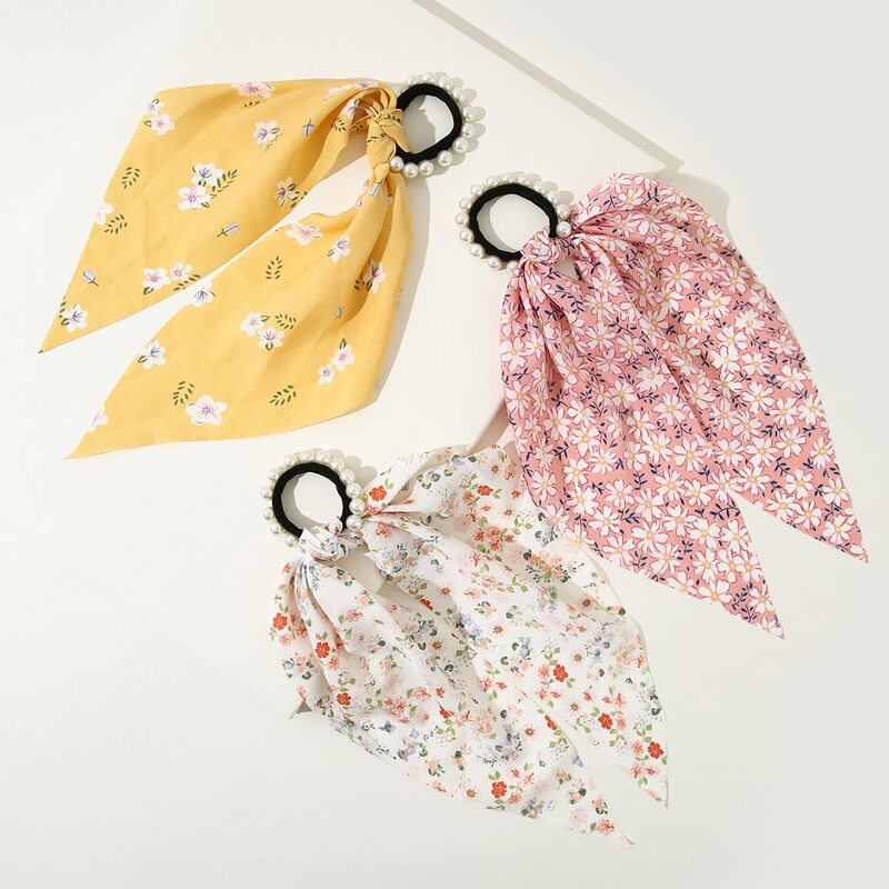 

3pcs Floral Scrunchie Scarf, Multicolor