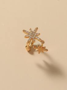 1入組方晶鋯石星星裝飾耳骨夾 - 金黃色 - 查看 3