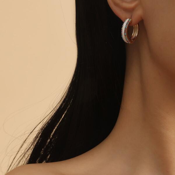 

Rhinestone Decor Hoop Earrings, Multicolor