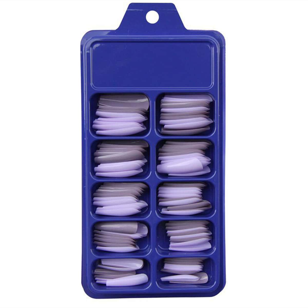 

100pcs Solid Fake Nail & 2pcs File, Lilac purple