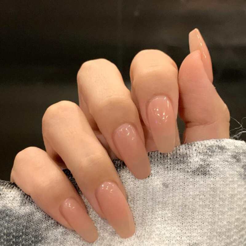 

24pcs Solid Fake Nail, Baby pink