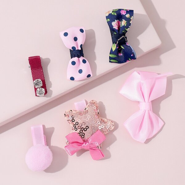 

6pcs Toddler Girls Bow Knot Hair Clip, Multicolor