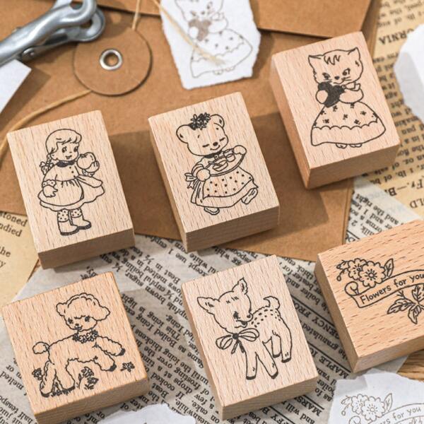 

1pc Cartoon Graphic Random Stamp, Multicolor