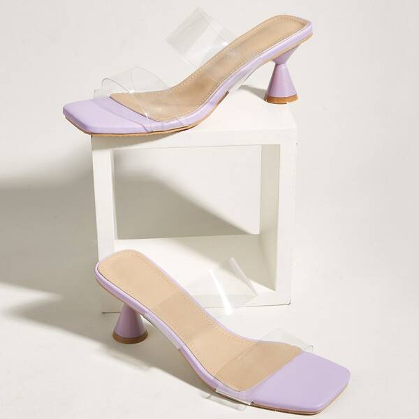

Clear Band Sculptural Heeled Mule Sandals