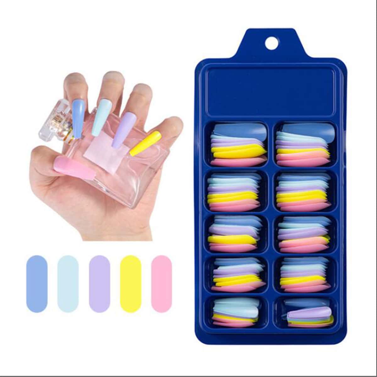 

100pcs Colorful Fake Nail, Multicolor