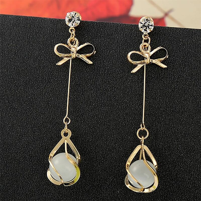 

Bow & Ball Drop Earrings, Gold