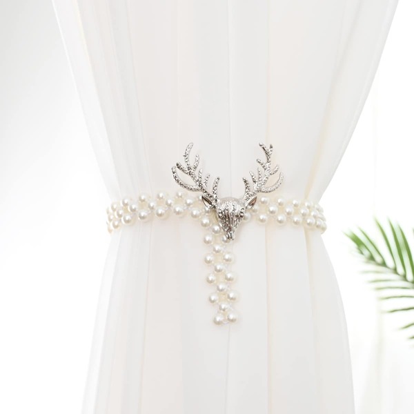 

1pc Deer Head Design Curtain Tieback, Silver