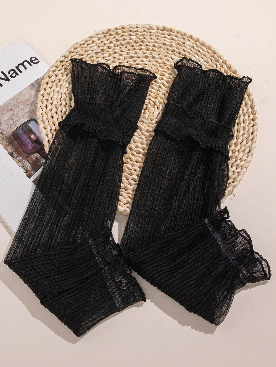 High-End Pleated Solid Color Long Gloves 1 Pair/2 Pairs/10 Pairs