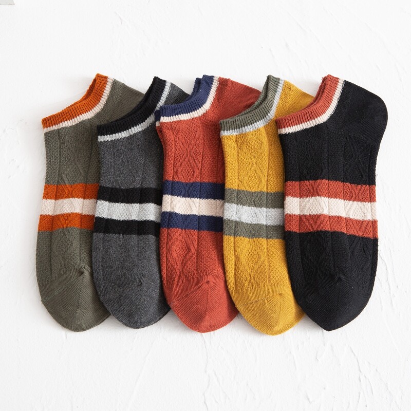 

Guys 5pairs Striped Ankle Socks, Multicolor