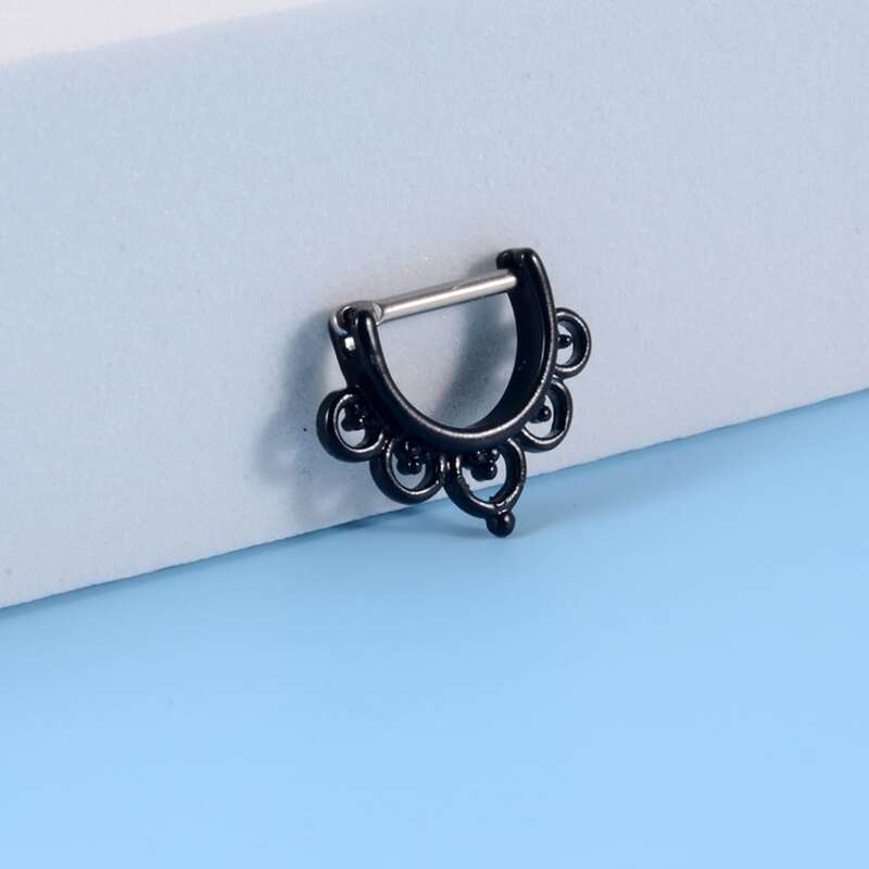 

Guys Minimalist Nose Ring, Black