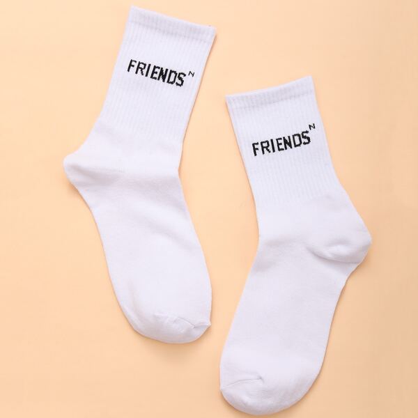 

Letter Graphic Socks, White