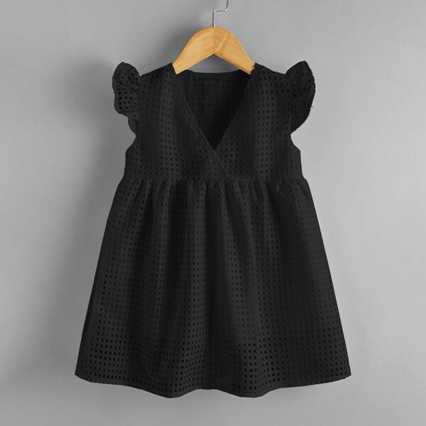 

Toddler Girls Surplice Front Ruffle Dress, Black
