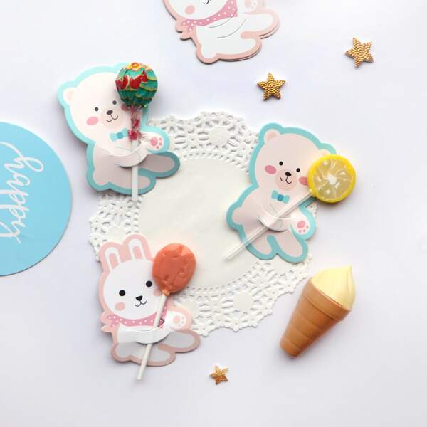 

50pcs Random Cartoon Design Lollipop Paper Holder, Multicolor