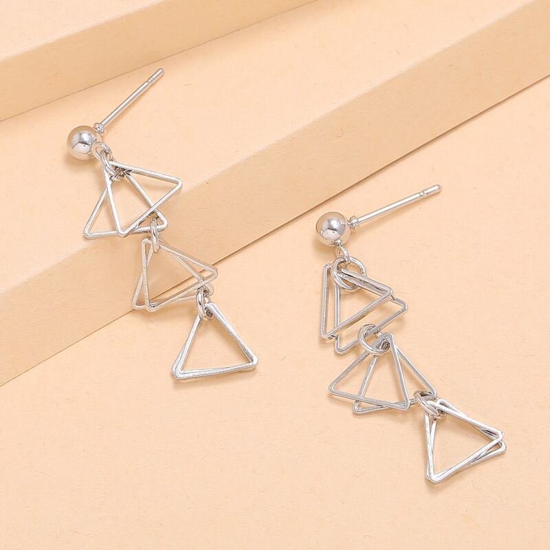 

Triangle Drop Earrings, Silver