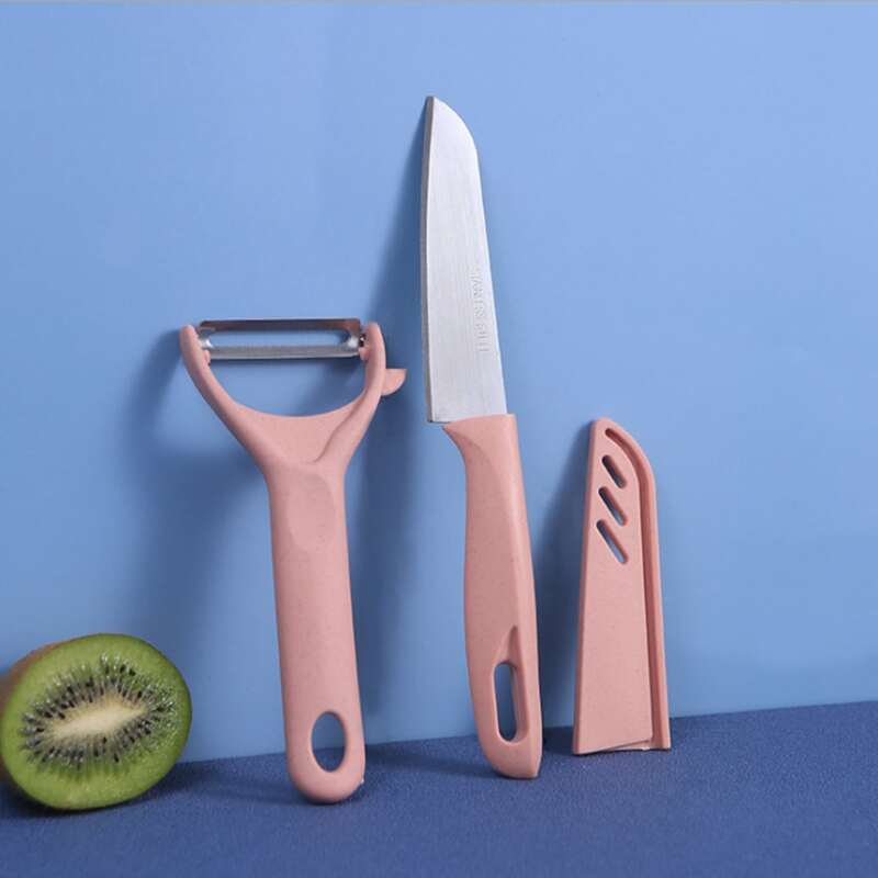 

1pc Peeler & 1pc Fruit Knife Set, Pink