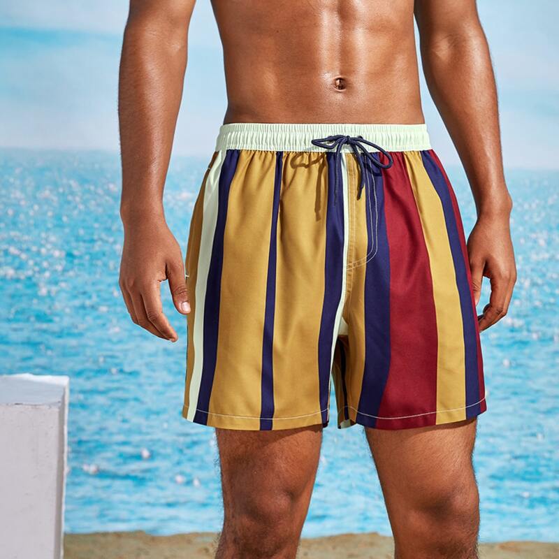 

Guys Color Block Drawstring Swim Shorts, Multicolor