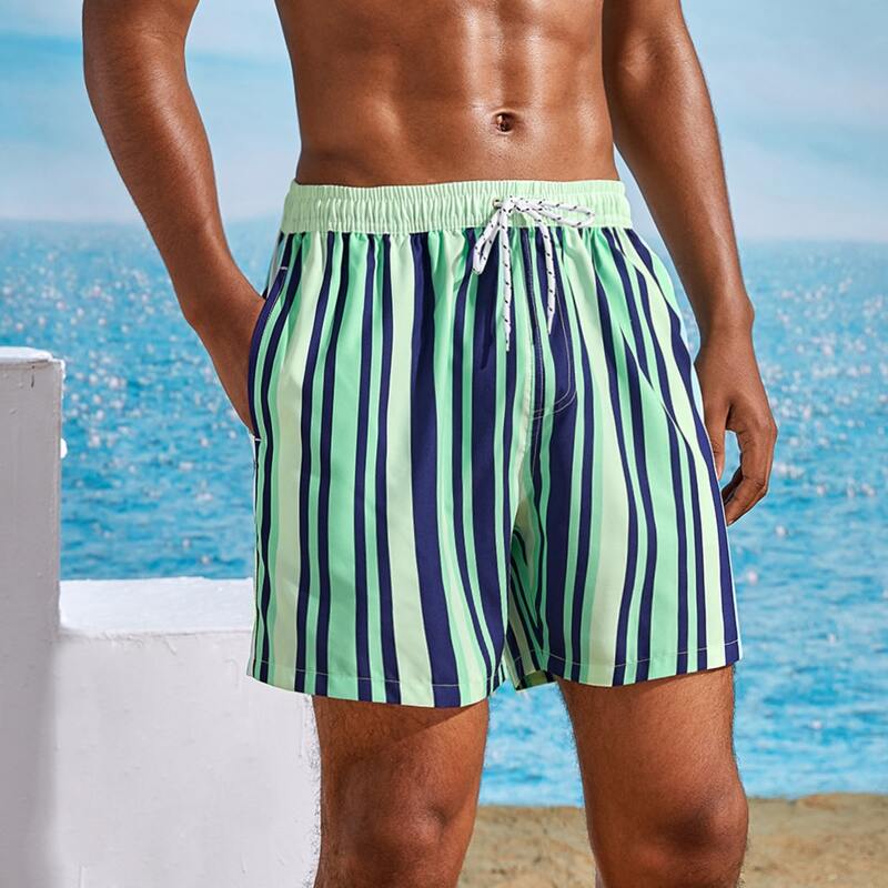 

Guys Striped Drawstring Pocket Swim Shorts, Multicolor