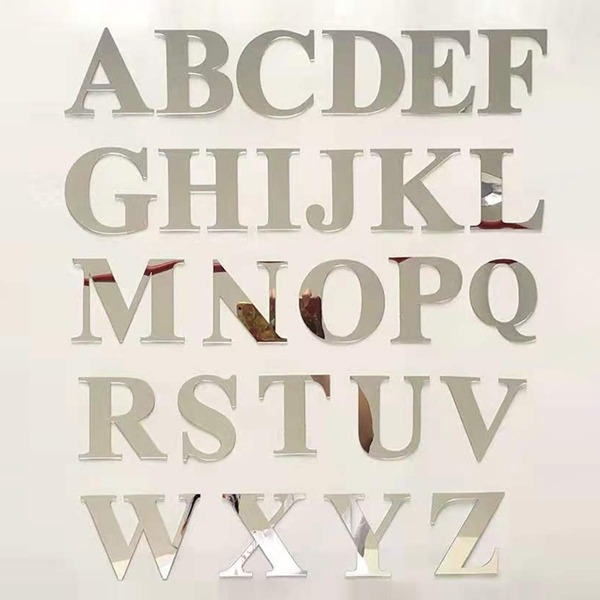 

1pc Letter Shaped Mirror Surface Wall Sticker, Silver