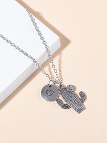 仙人掌吊墜項鍊 - 銀色 - 查看 2