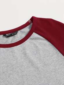 SHEIN EZwear Top corto de dos colores de manga raglán - Multicolor - Ver 3