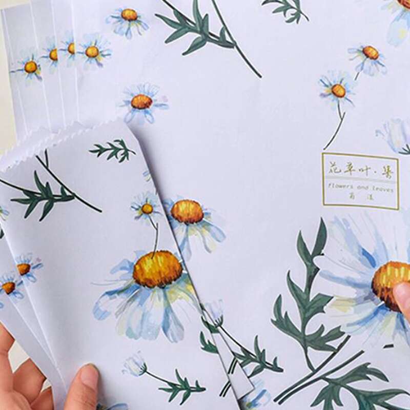 

3pcs Plant Print Envelope & 6pcs Writing Paper, Multicolor