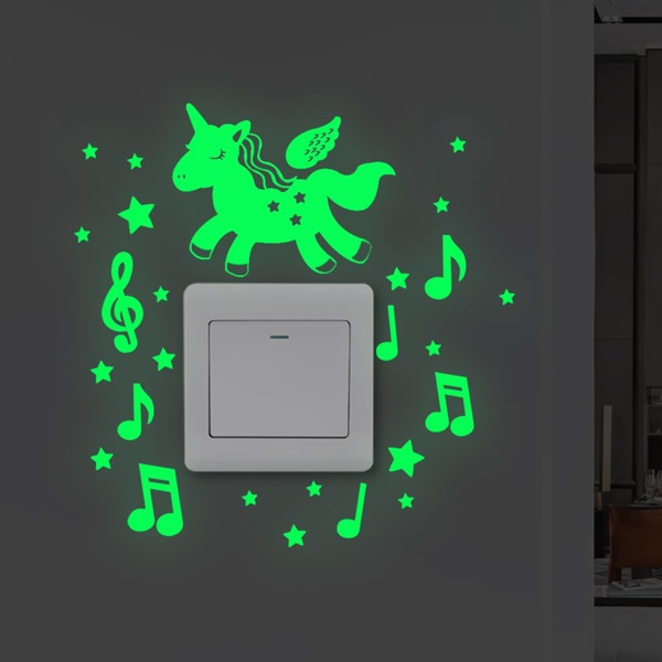 

1set Unicorn & Elk Glow Switch Sticker, Green
