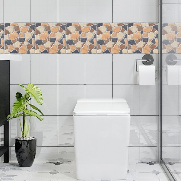 

8pcs Stone Print Tile Sticker, Multicolor