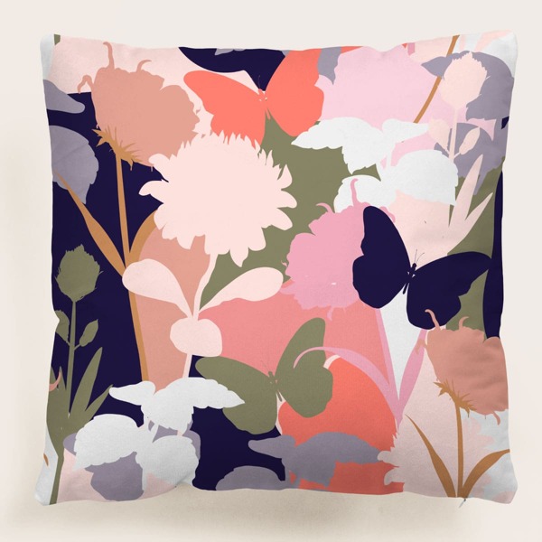 

Flower Print Cushion Cover Without Filler, Multicolor