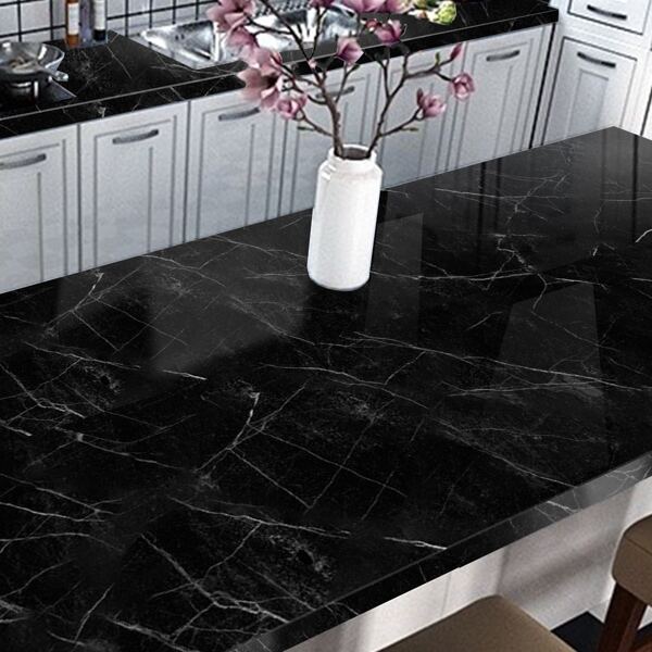 

1sheet Marble Pattern Wall Paper, Black