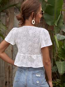 SHEIN Tie Front Schiffy Top - White - View 2
