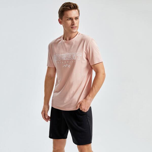 

Men Letter Graphic Tee & Track Shorts Set, Multicolor