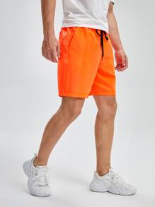 Manfinity RebelGame Men Neon Orange Drawstring Shorts - Orange - View 5
