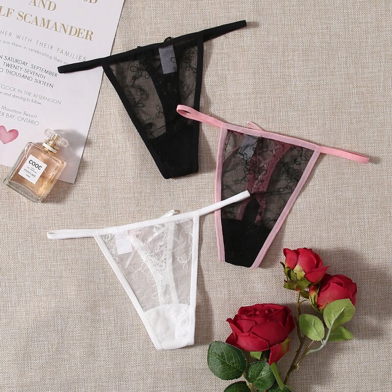 

3pack Floral Lace Thong Panty Set, Multicolor