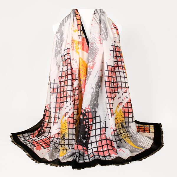 

Raw Hem Plaid Scarf, Multicolor