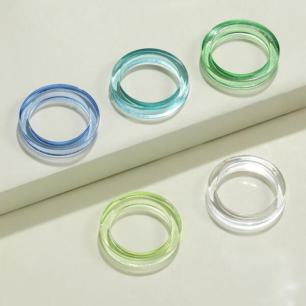 

5pcs Clear Ring, Multicolor