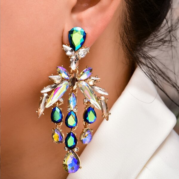 

Rhinestone Decor Drop Earrings, Multicolor