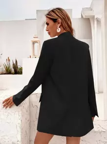 Aveloria Modichic Áo vest Nút đôi màu trơn Thanh lịch - màu đen - Xem 2