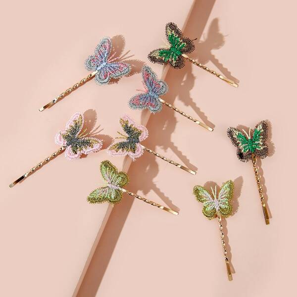 

8pcs Girls Butterfly Decor Hair Clip, Multicolor