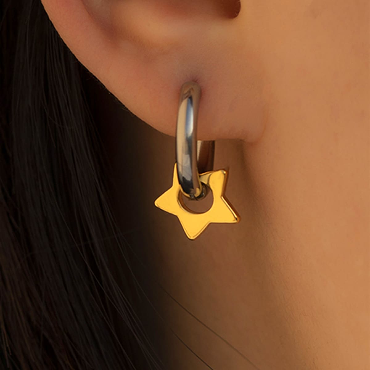 

Star Huggie Hoop Earrings, Multicolor