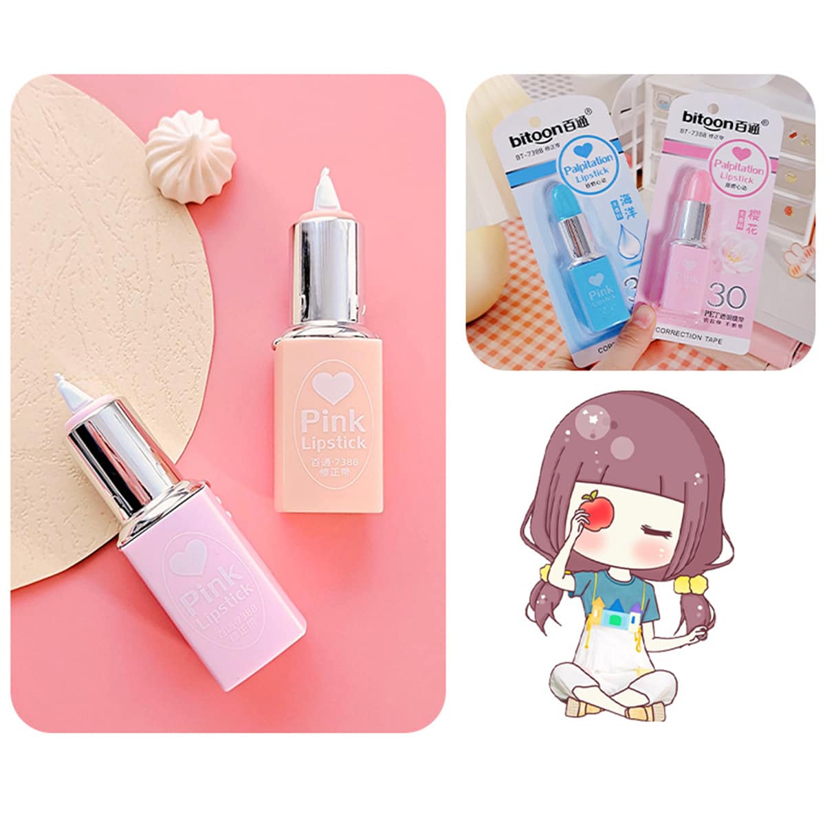 

1pc Random Lipstick Shaped Correction Tape, Multicolor