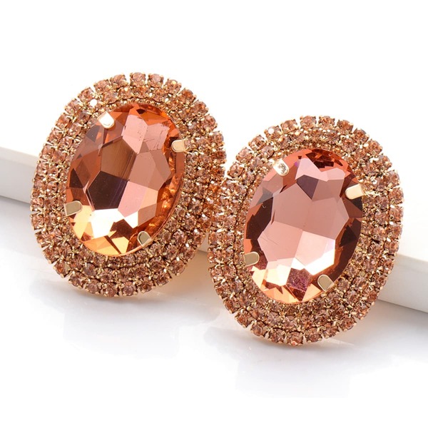 

Rhinestone Decor Geometric Stud Earrings, Pink