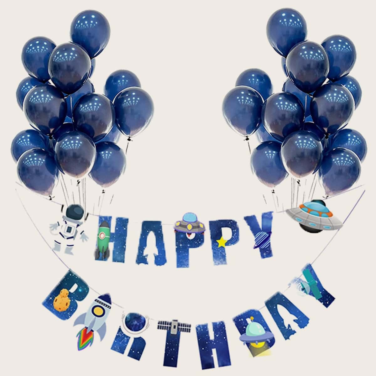 

31pcs Birthday Balloon & Pull Flag Set, Blue