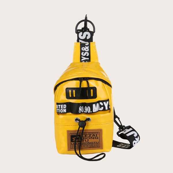 

Letter Graphic Drawstring Sling Bag, Yellow