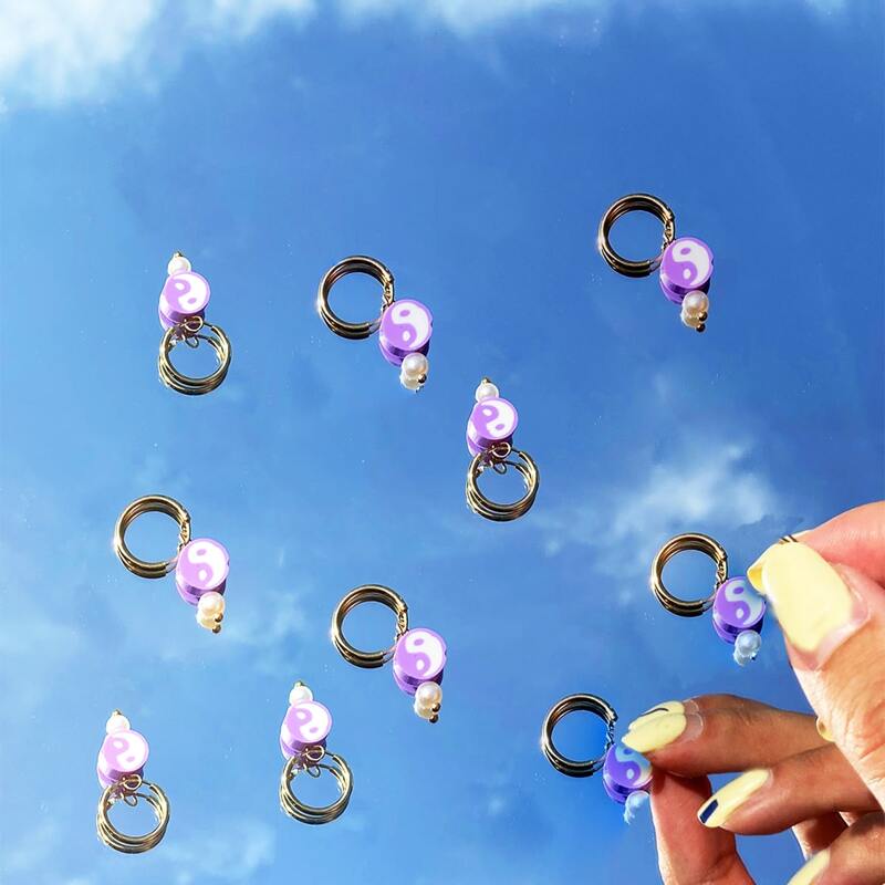 

1pair Yin & Yang Drop Earrings, Lilac purple