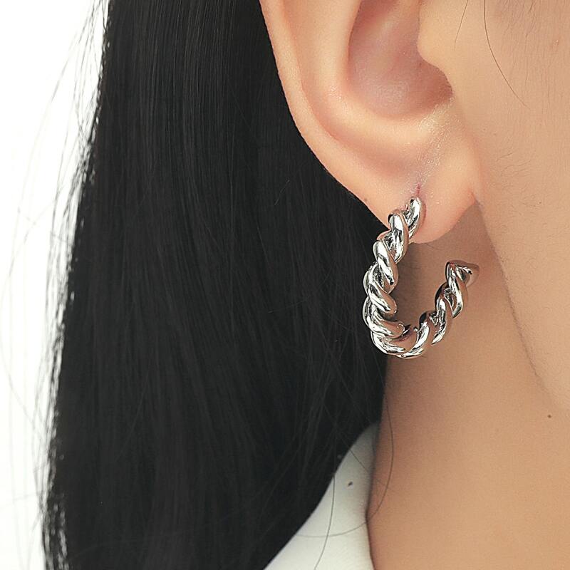 

Twist Hoop Earrings, Silver